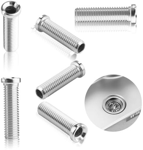 6 Pcs Vis Creuses pour évier 45 mm, Vis Creuses pour Vannes à Panier de Crépine, Vis pour Bonde à Panier à Tamis en Acier Inoxydable M12, Vis de Panier d'Évier pour Valve de Vidange Evier de Cuisine
