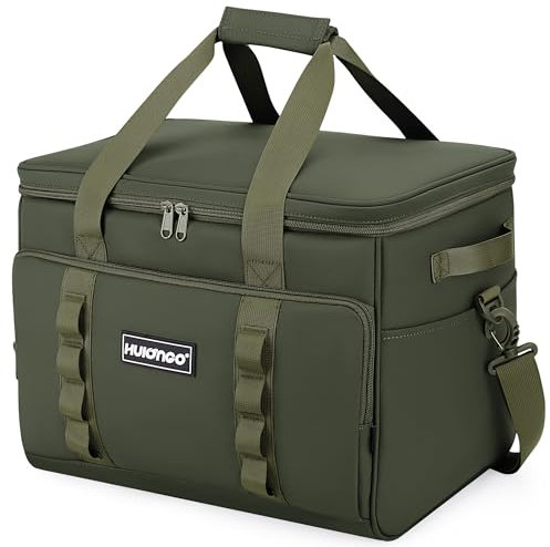 Hulongo Bolsa Nevera Grande, Plegable, Bolsa Térmica Isotérmica Aislada Impermeable a Prueba de Fugas para Picnic, Viajes, Camping y Compras, 30L, Verde