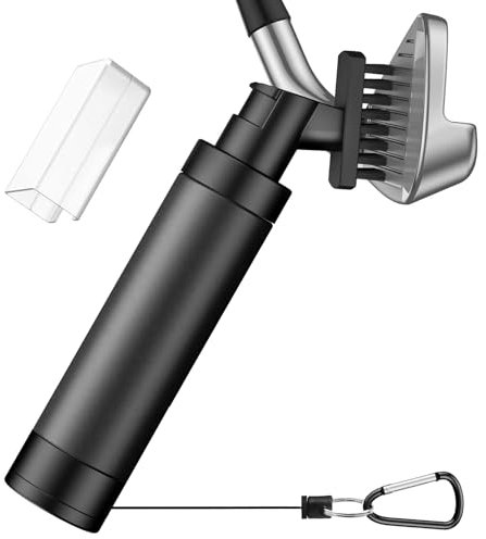 Golf Club Cleaner Brush, Golf Groove Cleaning Brush with Built in Water Spray and Hook & Retractable Keychain, Professional Golf Ball Cleaner for Golf Ball Club Wet Scrub, Golf Gifts for Men (Black)