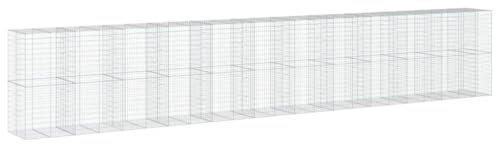 vidaXL Gabion Basket with Cover 1150 x 100 x 200 cm in Galvanised Iron, Gabion Wall, Gabion Support Wall, Gabion Fence