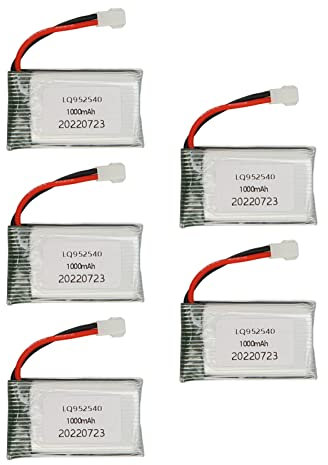 FLEXMAN – 5 Batteries Li ION 950 3.7V 1000mAh, Rechargeables pour Drone RC X5 X5C X5SC X5SW TK M68 CX 30 K60 905 V931, 5 Pièces