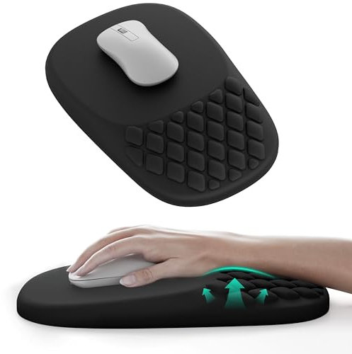 VAGAU Tappetino per mouse ergonomico con poggiapolsi, supporto per il polso con comodo rigonfiamento in memory foam e base antiscivolo in PU per alleviare il dolore al tunnel carpale, giochi, ufficio,