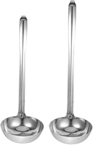 BUGUUYO 2pcs Stainless Steel Soup Spoon Chinese Soup Ladle Slotted Spoons for Cooking