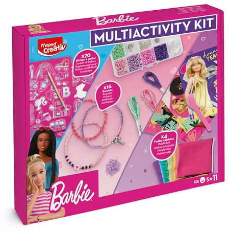 Maped CREATIV x Barbie Bastelset – Schmuck & Sticker Set für Kinder ab 5 Jahren | Perlen, Sticker, Folien & Zubehör zum Basteln, Gestalten & Verzieren | Kreativset Mädchen