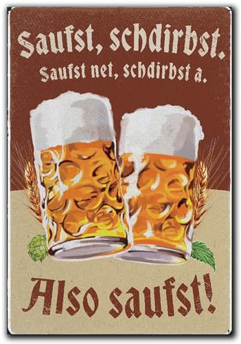 LANOLU Kühlschrankmagnete lustig- Saufst, stirbst. Saufst net, a - Geschenke für Bierliebhaber- lustige Magnete mit Sprüchen und witzigen Motiven 8x5,5cm