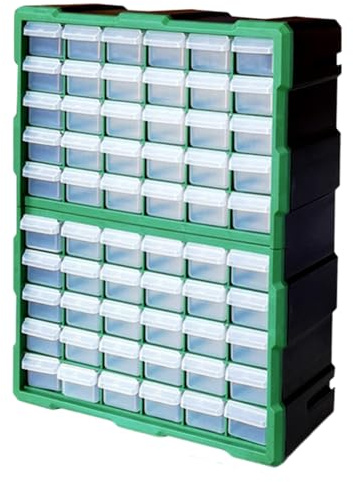 Kleinteile-Organizer, Schrank für Schubladenteile, Aufbewahrungsschrank mit Schubladen mit 60 Gittern – Schrank für Hardware und Handwerk leicht stapelbar für Muttern und Bolzen,