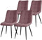 ML-Design Set de 4 Chaises de Salle à Manger Vieux Rose, Revêtement en Tissu Polyester et Pieds Métalliques Noirs, Chaises de Cuisine avec Dossier, Chaises Rembourrées de Salon Bureau, Kit de Montage