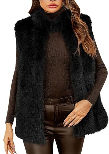 Women's Faux Fur Vest Plus Size Winter Fleece Gilet Jacket Plain Warm Outwear Soft Waistcoat Body Warmer Outerwear B-53