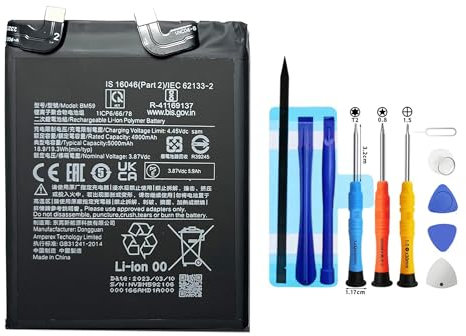 Vvuilsty BM59 Batterie de rechange, rechargeable, 0 cycle, pour Xiaomi Mi 11T 21081111RG, avec kit d'outils de réparation
