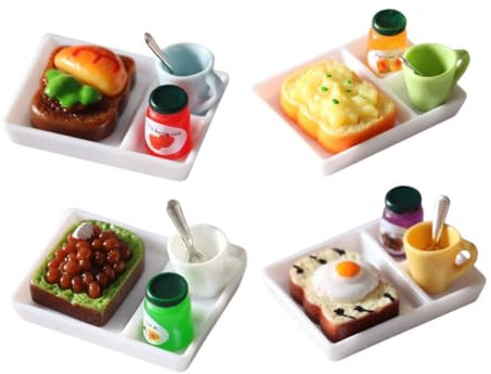 JOINPAYA 4sätze Miniatur Spielküche Spielzeug Simulation Frühstücks Toast Gemüse-Hamburger Und Desserts Für Puppenhaus-Dekoration Und Rollenspiele