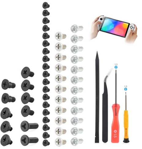 46 Pezzi Set di Viti per Nintendo Switch OLED Viti di Ricambio per NS Switch OLED Console Accessori di Riparazione(con Strumenti)