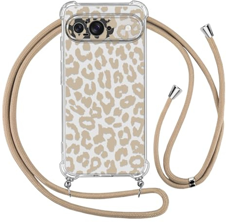 Ciciber Ttusy Handykette Hülle für Google Pixel 9 mit Band, Durchsichtig Muster Leopard Case Stoßfest Weiches Schutzhülle mit Kordel zum Umhängen Necklace HandyHülle für Google Pixel 9, 06