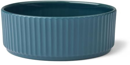 DOG Copenhagen Kronborg Ceramic Dog Bowl - Nordic Design Stoneware - For Dog Food or Water, L, Petrol Blue