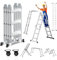 Joparri Scala multiuso 4 x 3, 360 cm, 7 in 1, in alluminio, con 2 piattaforme e 2 ruote per il trasporto fino a 150 kg, scala multiuso pieghevole