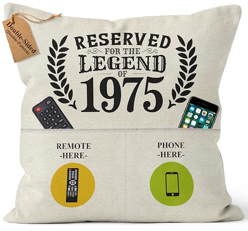 CROWNLY® 1975 Geschenke zum 50. Geburtstag Frau Freund Papa Kissenbezug 45x45 Personalisierte Geschenke Männer Frauen Coole Sachen