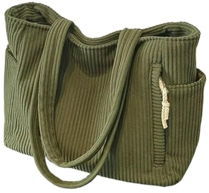 SMMZRF Freizeittasche Damen Cord Handtasche Große Kapazität Multi-Pocket Reißverschluss Casual Bag Schultertasche