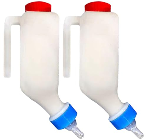 Fierudeng Biberons pour chèvre – 2 biberons en agneau, accessoire d'élevage avec échelle et poignée pour chèvre, vache, mouton, chiot