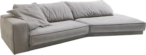 DELIFE Big-Sofa Snoosh Strukturstoff Soft Grau 400x150 cm Recamiere rechts