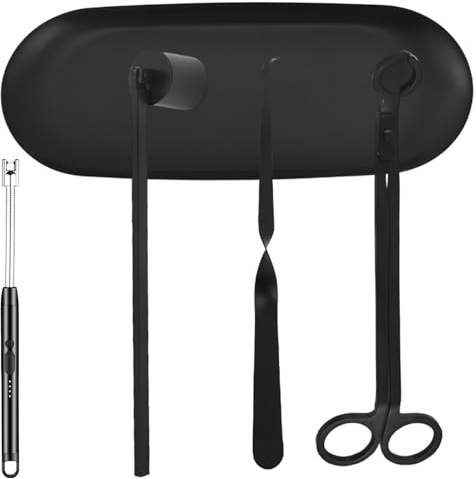 GBKDQQ 5-IN-1 Kerzenzubehör Set mit Kerzenanzünder – Edelstahl Kerzenlöscher ohne Qualm, Dochtschere, Dochtzieher & Untersetzer | Premium Kerzenpflege-Set für Kerzenliebhaber