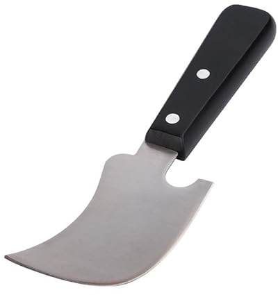 Quarter Moon Knife，Lead Putty Knife，Stainless Steel Glue Cutter，Wood Handle - Flooring Tool (Black Wood Colour)