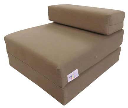 MyLayAbout Kids Z Bed - Memory Foam Chair bed & Fold up Mattress | Available in 11 colours. Perfect for childrens sleepovers, reading corners or gaming. (Taupe, one size)