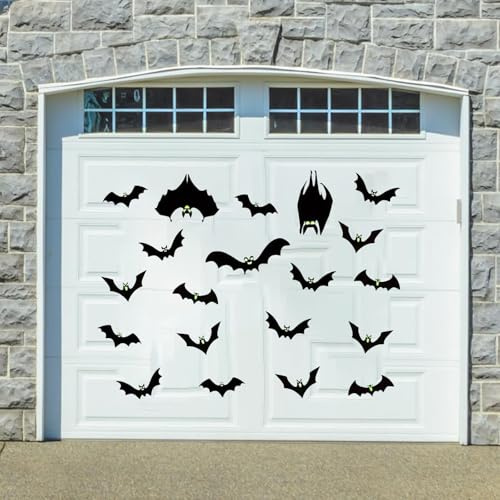 KOSLEOW 24 PCS Decoración Halloween Magnética, Murciélagos 3D con Ojos Fluorescentes, Pegatinas para Puerta de Garaje, Coche, Ventana, Pared, Decoración de Interior y Exterior para Fiestas