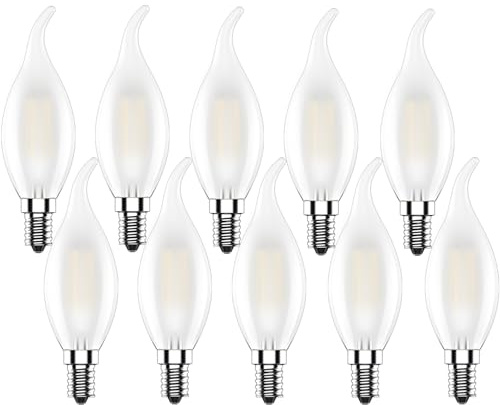 Zcexhph E14 LED Kerzen,4W Glühbirne Kerzenform LED,Warmweiß Kerzenlampe C35 | 2700K Kerzenbirnen,400LM,Nicht Dimmbar,Milchglas,Kerzenlampe für Kronleuchter,10er Pack