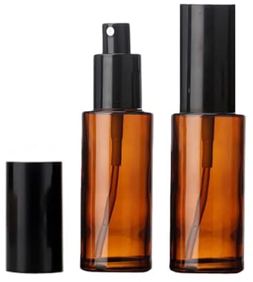OHEETU 2PCS 60ML/2OZ Empty Amber Glass Spray Bottles Travel Refillable Fine Mist Spray Bottle Cosmetic Storage Container Vials for Essential Oil Aromatherapy Makeup