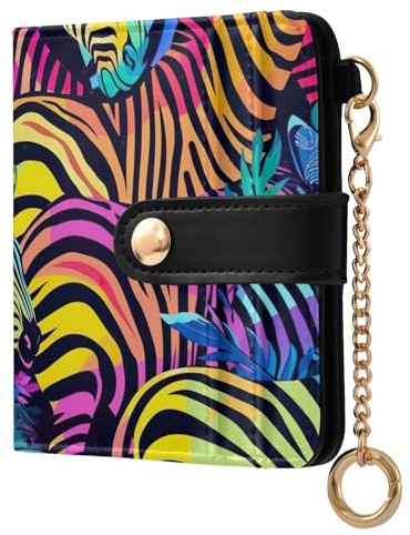 ODAWA RFID Portefeuille pour femme en cuir PU avec 7 emplacements pour cartes Rose fraise, Tendance zébré fluo, one size, Portefeuille RFID