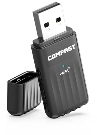 COMFAST Chiavetta WiFi, Adattatore USB per WiFi WiFi6 900Mbps Doppia Frequenza, Bluetooth 5.3, MU-MIMO, WPA3, Compatibile con Windows 10, 11, Ricevitore Wi-Fi Plug&Play per PC, Desktop, Notebook