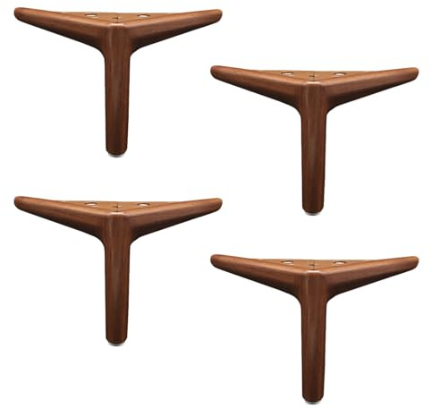 YAVYAV Pieds De Meuble Métal Noyer Lot De 4, Pieds Triangle Remplacement pour Canapé Table Chaise Buffet, Style Industriel Rustique Robuste, Renovation DIY, Haute Résistance(12cm/4.7in)