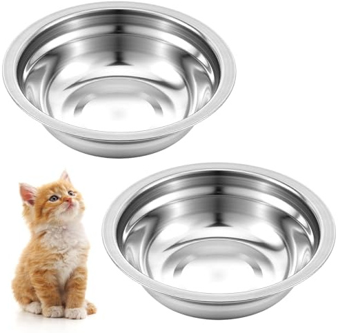 Matwsec 2PCS 13cm Stainless Steel Dog Bowls Small Dog Food Bowl | metal cat bowls for Food and Water, Kitten Puppy Medium Small Dogs and Cats