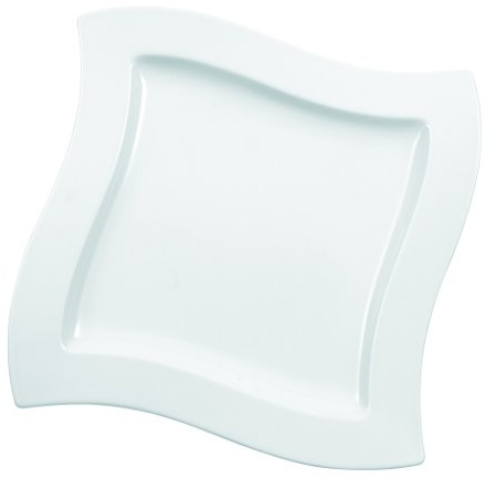 New Wave Salad Plate Set of 4 by Villeroy & Boch - 9.25 Inches | Creamy white German porcelain salad plate set, curved square design, dishwasher and microwave safe, great for breakfast