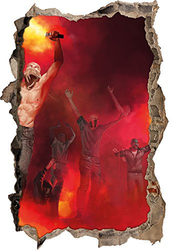 Ultras Pyro Rot, 3D Wandsticker Format: 92x62cm, Wanddekoration