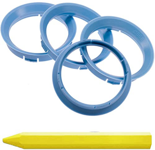 4X Zentrierringe Hellblau 63,3 mm x 56,6 mm + 1x Reifen Kreide Fett Stift