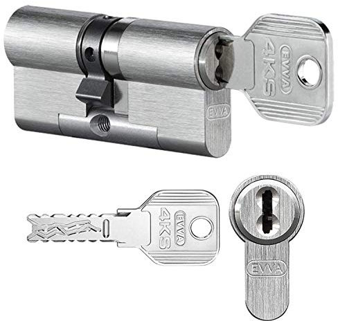 EVVA 4KS Doppelzylinder mit 3 Schlüssel, Länge (a/b) 31/36mm (c=67mm) Länge a=31mm mit KZS, Bohr-u. Ziehschutz KZS einseitig, Not-u. Gefahrenfunktion BSZ, modulare Bauweise SYMO