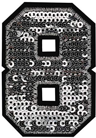 Zahl Pailletten Aufbügler 3-4,6x6,5cm silber Applikation Aufnäher Zahlen Ziffern, Buchstaben & Zeichen:8