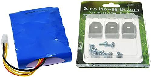 akku-net Batterie compatible avec robot tondeuse Husqvarna Automower 310 (2015/2016/2017) avec 9 lames de rechange, 18,5 V, Li-Ion