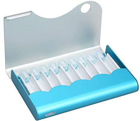 Homöopathie Taschenapotheke 9er Alu Welle blau-silber (mit Klarglasröhrchen)
