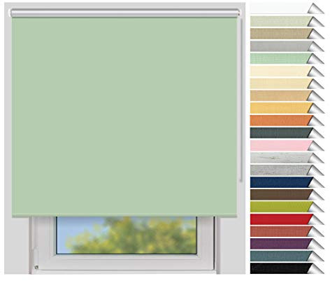 EFIXS Thermorollo Medium - Rollos nach Maß - 25 mm Rollowelle - Stoffbreite bis 220 cm, Höhe bis 240 cm - Hier: bis 100 cm x 240 cm (BxH) - lindgrün (055) - mit & ohne Bohren