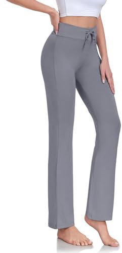 ADANIKI Damen Lange, bequeme, Modal-Kordelzug-Hose, locker, gerades Bein, für Yoga, Laufen, Sport, grau dunkel, M