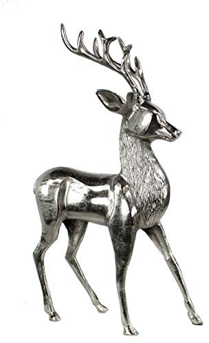 DARO DEKO Metall Rentier Silber glänzend 34 x 60cm