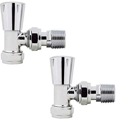 NRG 15mm Chrome Angled Manual Valve Towel Rail Designer Radiator Valve