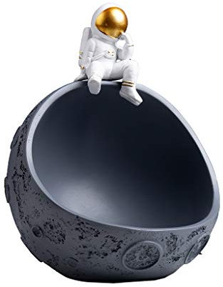 YXCKG Svuotatasche Moderno Design, Svuota Tasche da Ingresso, Vassoio per la Decorazione, Ciotole Decorative per Soggiorno tavolino Portico, Nordic Desktop Decor Key Bowl-Astronaut Half Moon Model