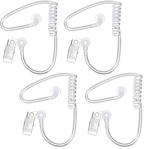 XLKJ Spionage-Kopfhörer, Spielzeug, Sicherheits-Headset, Kostüm-Requisite, Snap-on-Ersatz-Akustikschlauch für 2-Wege-Radio-Audio-Kopfhörer, 4 Stück