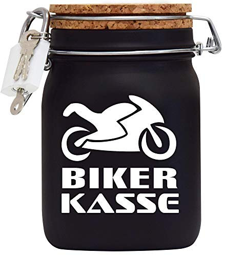 Spardose Biker Kasse Geld Geschenk Idee Schwarz L