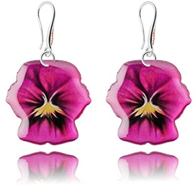 Pendientes Colgantes Hermoso Flor o Mariposa Forma Colección de Jardín Ligero ; Joyería para Mujer (Estilo14 - Fucsia)