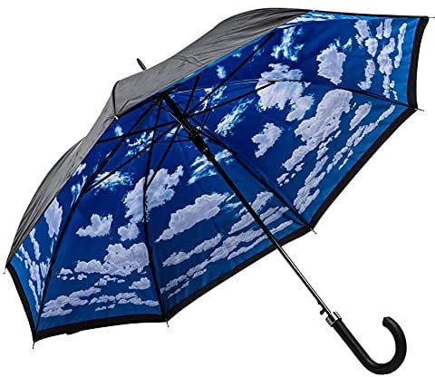LUCKYWEATHER Regenschirm Stockschirm Damen/Herren Motiv Wolken Auf-Automatik Double Layer I Stockregenschirm groß und stabil sowie hochwertig verarbeitet I Regenschirme mit UV-Schutz