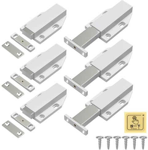 Push to Open Magnet Pressure Door Opener Jiayi 6 Pieces Heavy Duty Cupboard Door Opener Tip On for Doors Fitting Furniture Drawers Pressure Opener Cupboard Door Opener Magnetic Catch Pressure Door
