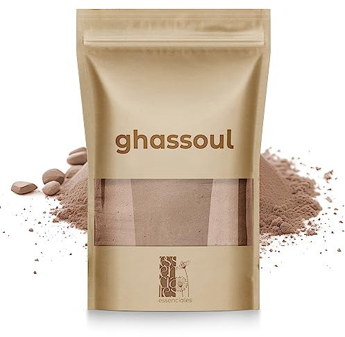 Ghassoul Marokkanische Lavaerde Pulver - ESSENCIALES 500g - Mineralische Tonerde für Haarwäsche Körperpflege & Peeling